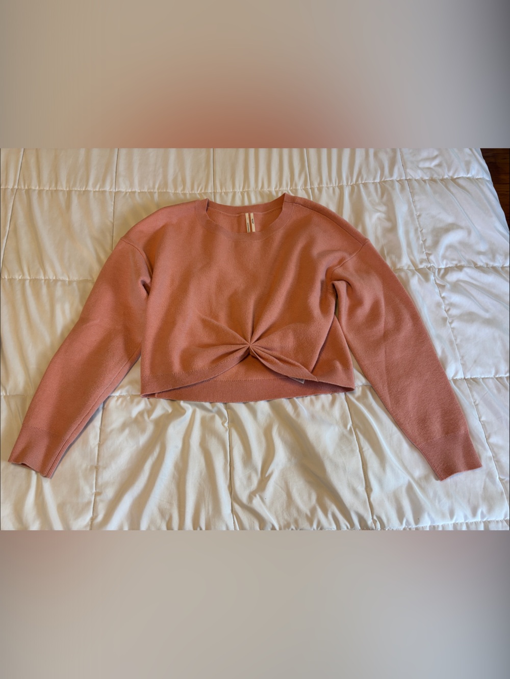 Anthropologie Twist-Front Cropped Sweater - Rose